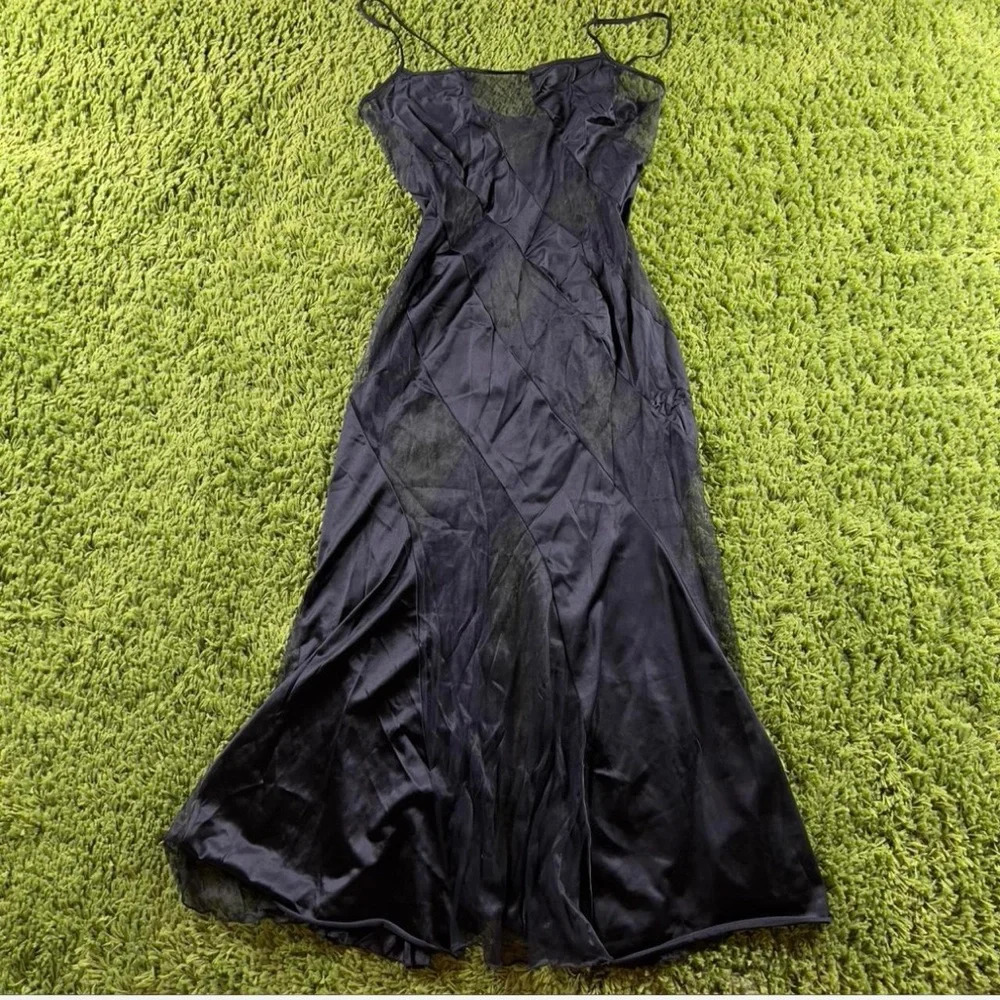 Viral Rare Fredericks of Hollywood Black Panel Sheer Maxi Dress Slip Dress